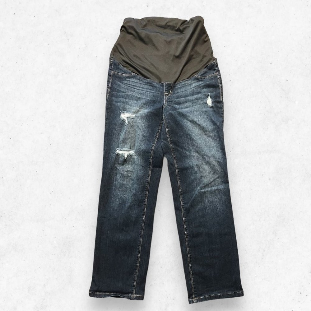 1822 Denim Maternity Jeans Women's Size‎ 6/28 Distressed  Straight Leg Pull On